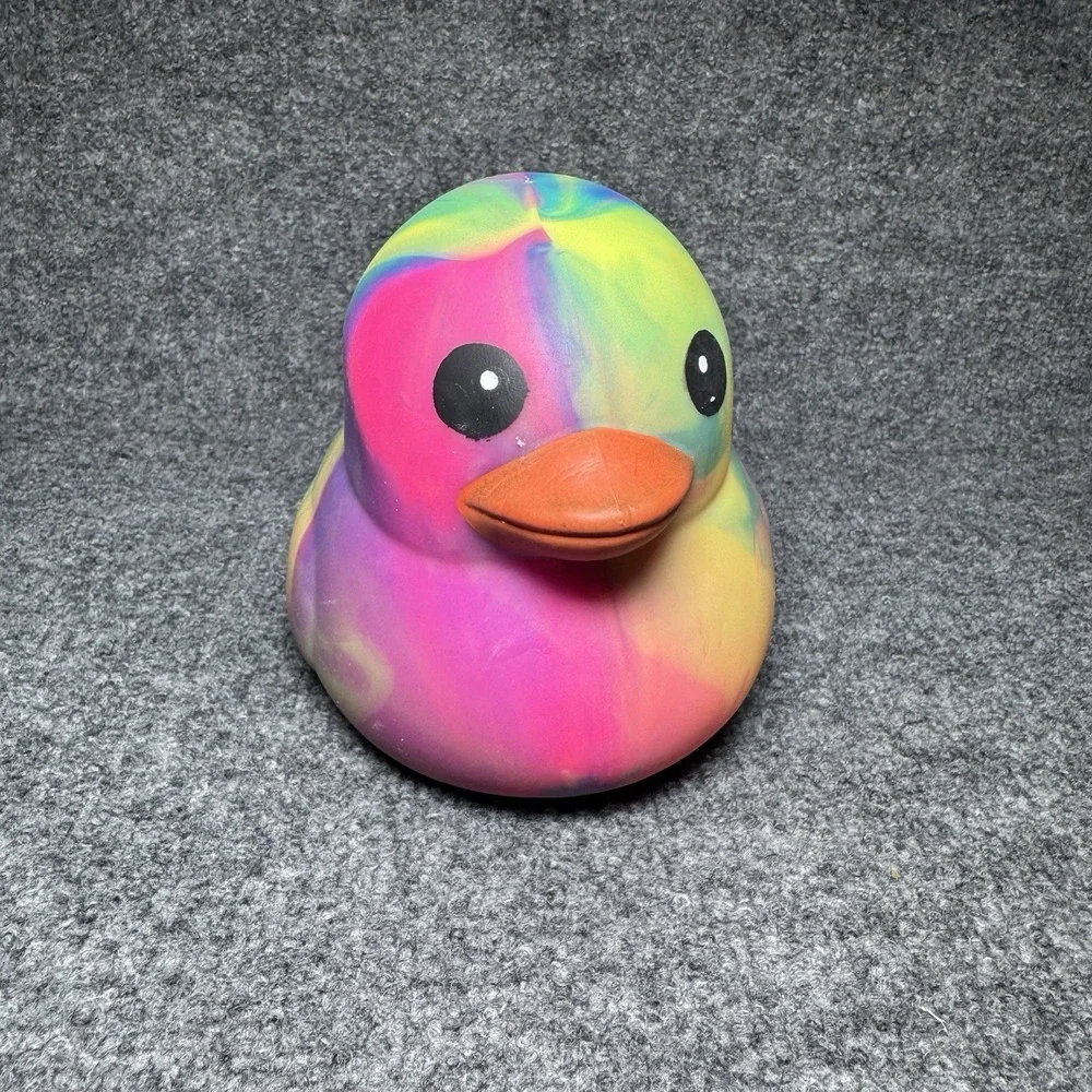Sunny Days Jumbo SQUEEEZY Tie Dye Swirl Squishy Duck Easter Chick Multicolor NWT